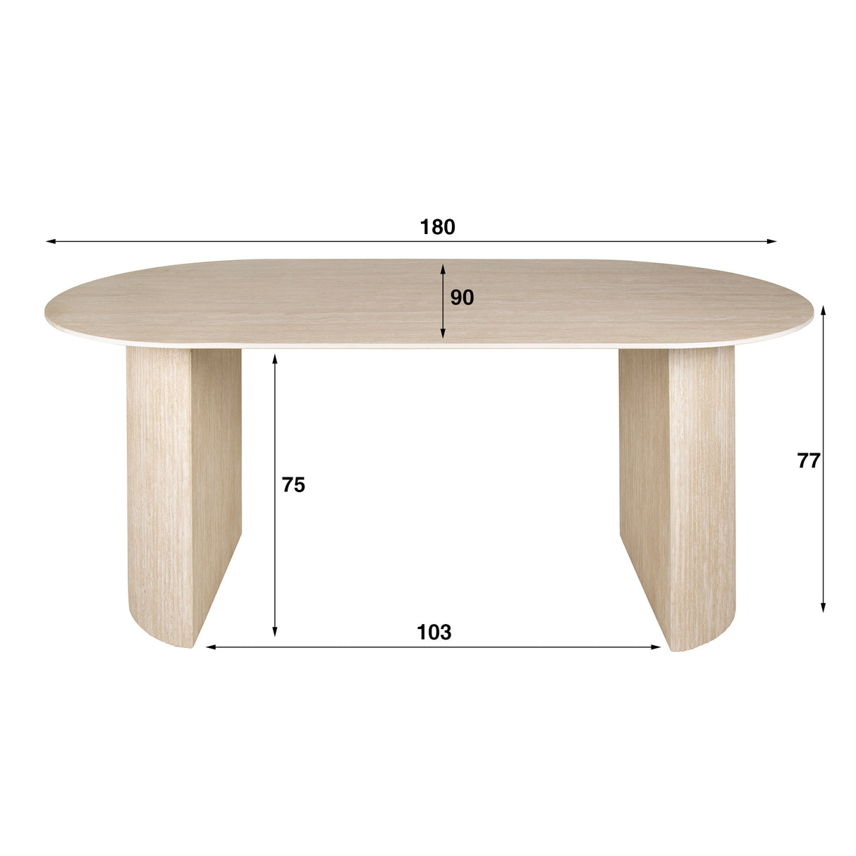 Dining table Jimi 180x90 cm Travertin Beige