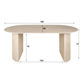 Dining table Jimi 180x90 cm Travertin Beige