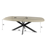 Valente Ovaal 215 Travertine 3D Keramiek Eettafel