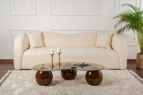 Coffee table Sphere Walnut and Bronze 120x70 cm Walnut Bronze Tempered glass 