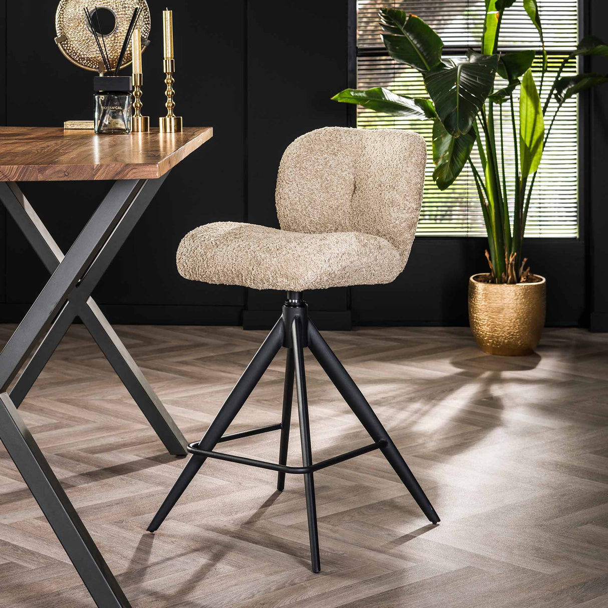 Set van 2 barkrukken Lirio Bouclé Zand Comfort