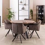 Set van 2 eetkamerstoelen Lino Velours Antraciet draaibaar Raster