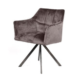 Set van 2 eetkamerstoelen Lino Velours Antraciet draaibaar Raster