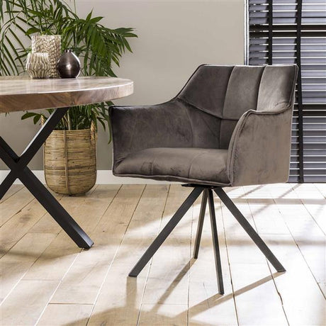 Set of 2 Swivel Dining Chairs Velvet Suze - With Armrests
