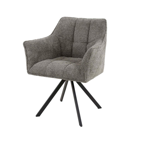 Set van 2 eetkamerstoelen Lino Bouclé Taupe draaibaar