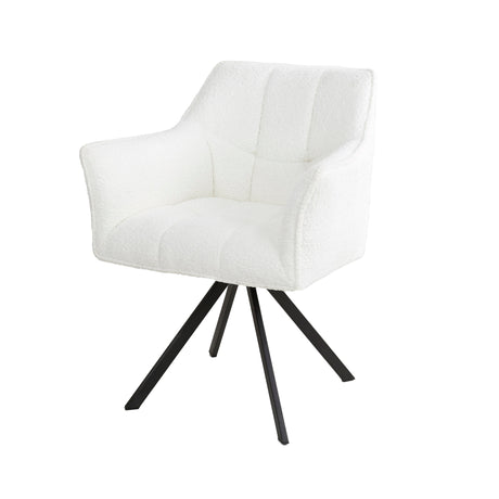 Set of 2 Dining Chairs Lino Bouclé white swivel 