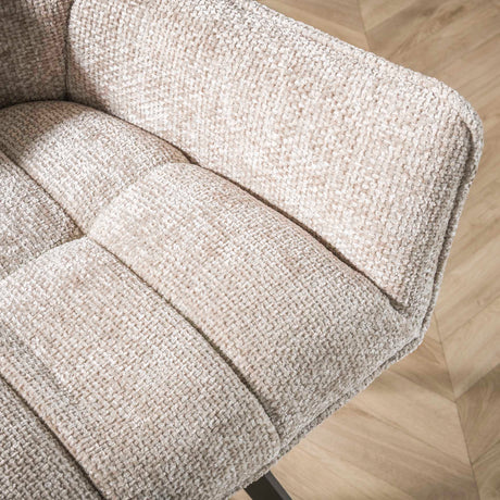 Set of 2 Dining Chairs Lino Chenille Fabric Rich Sand Swivel 