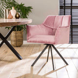 Set of 2 Dining Chairs Lino Velvet Pink Swivel 