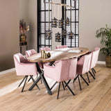 Set of 2 Dining Chairs Lino Velvet Pink Swivel 