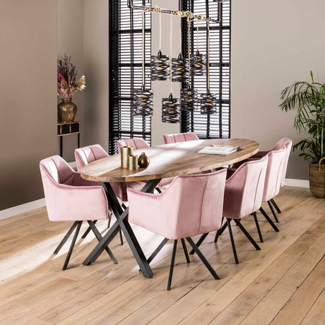 Set of 2 Dining Chairs Lino Velvet Pink Swivel 