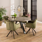 Set of 2 Dining Chairs Lino Velvet Green Swivel 