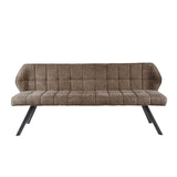 Dining bench Lino Bouclé Fabric Taupe 180 cm Checked 