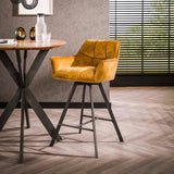 Barkruk Lino Velvet Goud Draaibaar