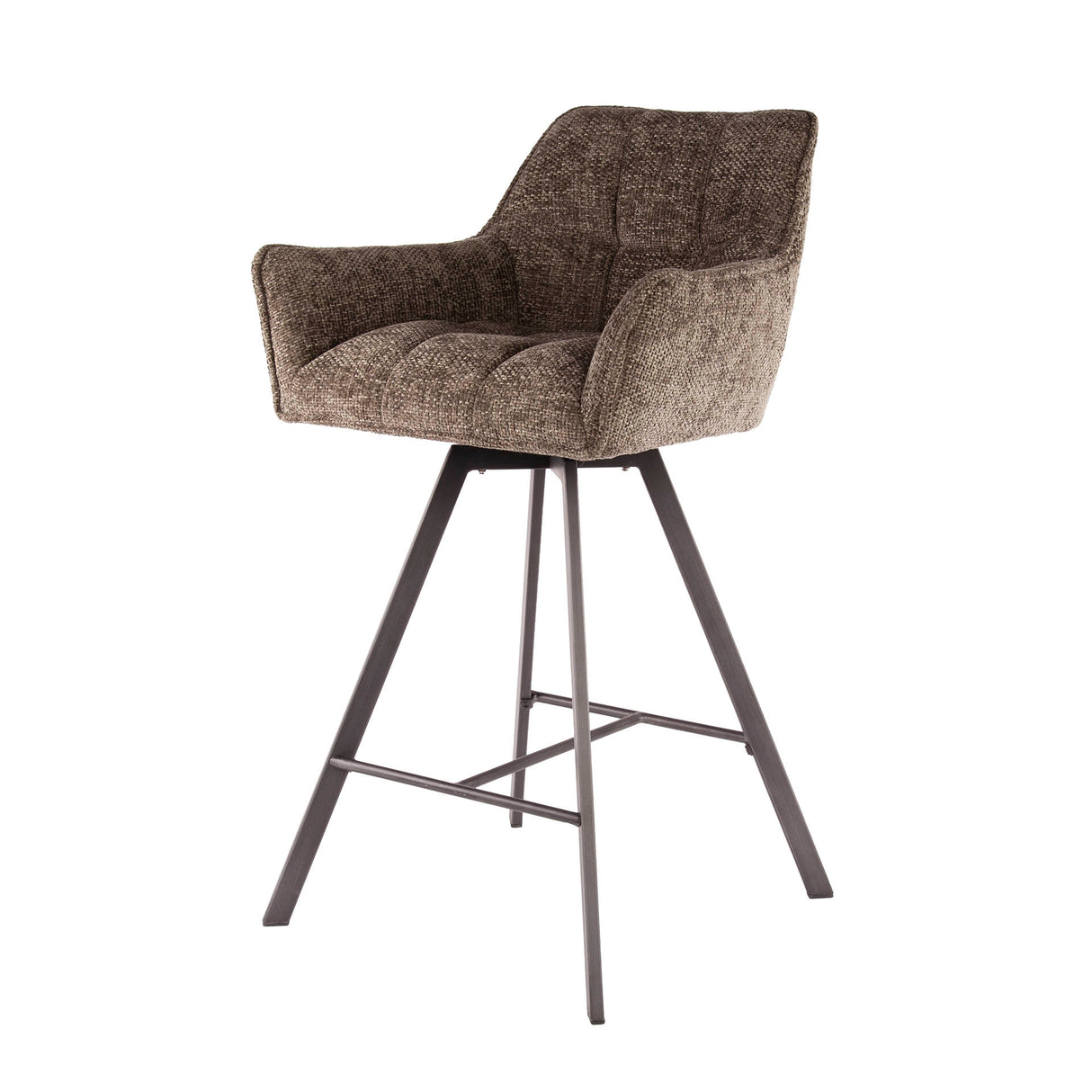 Set van 2 Barkrukken Lino Chenille Stof Rich Taupe Draaibaar