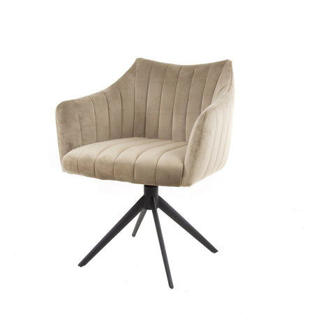 Set of 2 Monaco dining chairs swivel Velours Champagne 