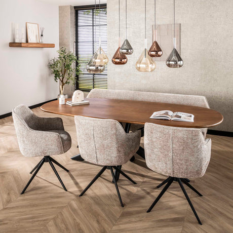 Set of 2 dining chairs Chia Rich Fabric Sand Swiveling 