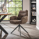 Set of 2 Dining Chairs Elite Taupe Chenille Fabric Rich Swivel 