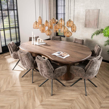 Eetkamerstoel Elite Taupe Chenille Stof Rich Draaibaar