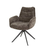 Set of 2 Dining Chairs Elite Taupe Chenille Fabric Rich Swivel 