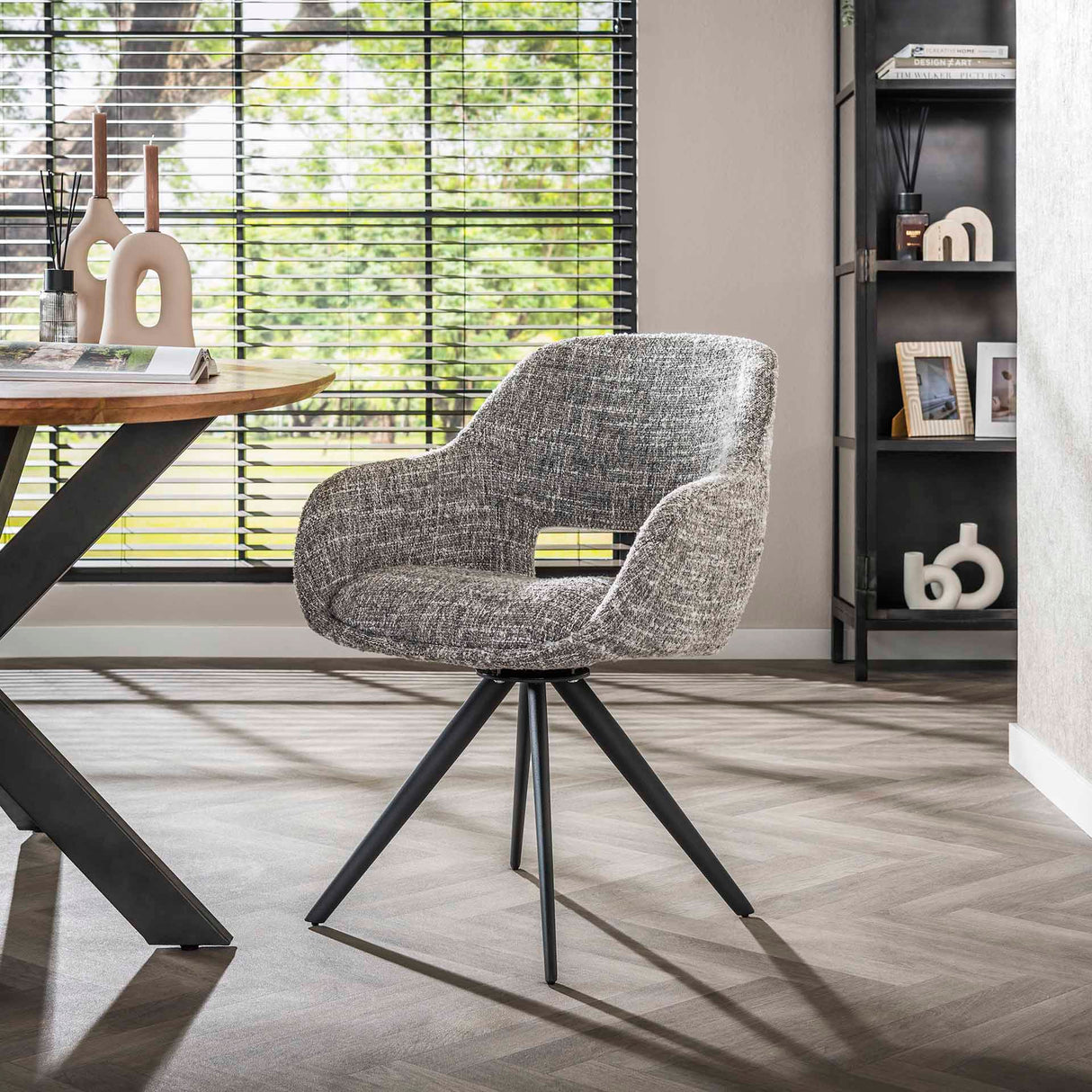 Set of 2 Dining Chairs Springo Swivel Fabric Steel Gray 