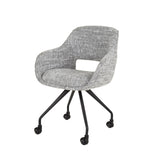 Set of 2 Dining Chairs with Wheels Springo Rotatable Eagle Fabric Steel Gray 