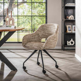 Dining chair with wheels Springo swivel Eagle fabric Sand 