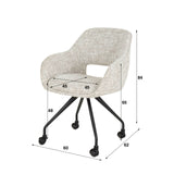 Set of 2 Dining Chairs with Wheels Springo Swiveling Eagle Fabric Cream 