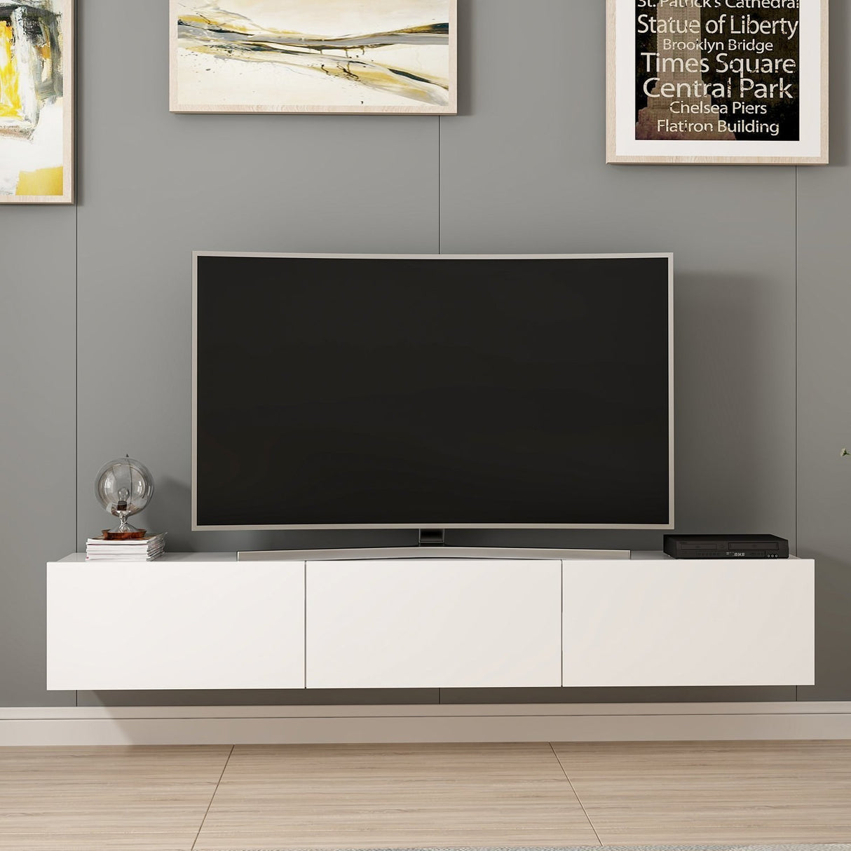 TV furniture set rigel white melamine 180x30x32 cm