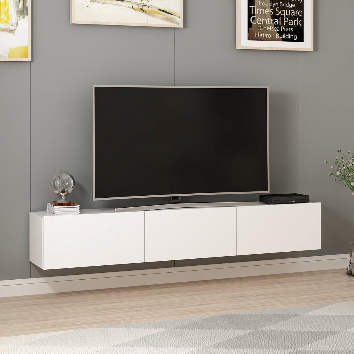 TV furniture set rigel white melamine 180x30x32 cm