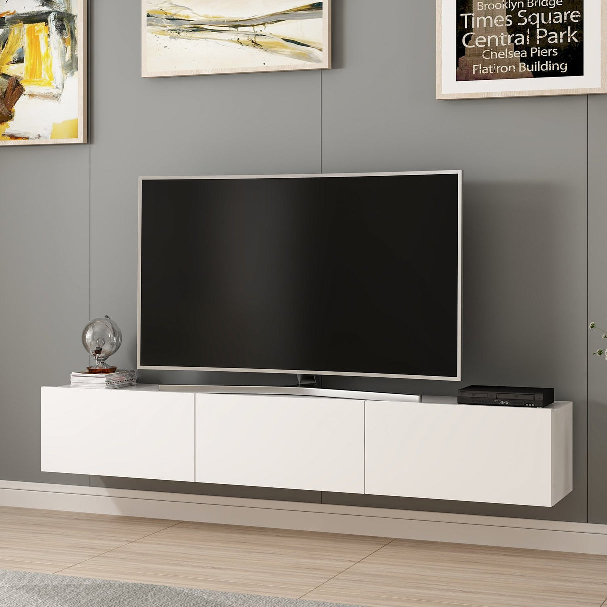 TV furniture set rigel white melamine 180x30x32 cm