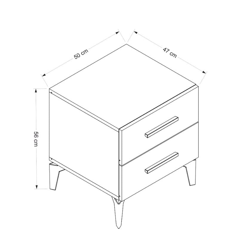 Bedside table bare white melamine 50x56x47 cm