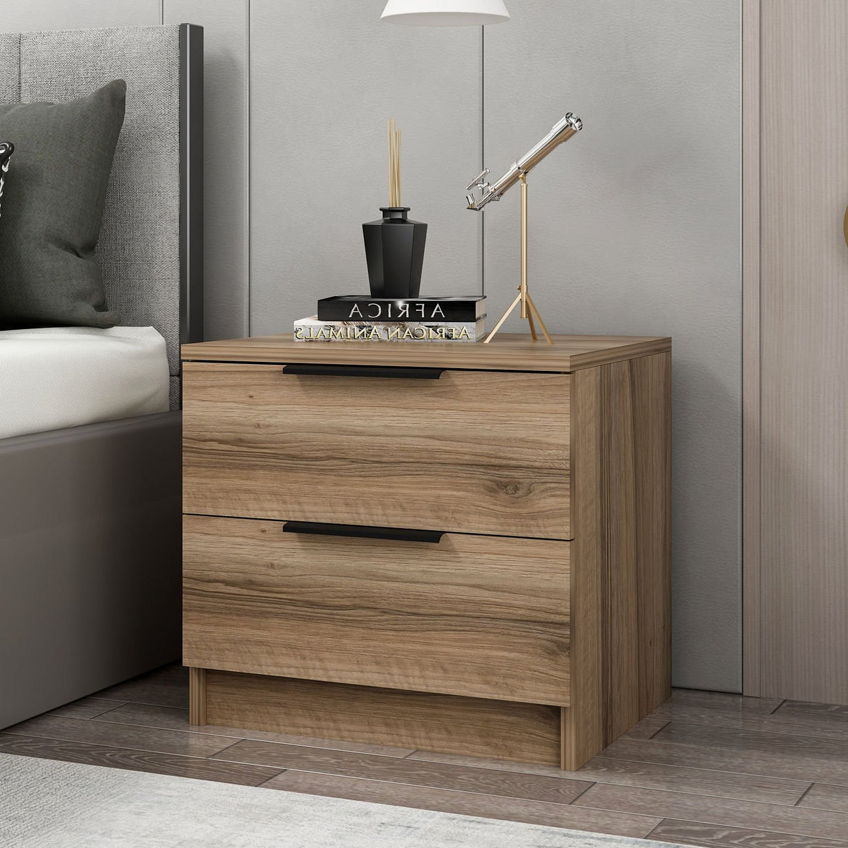 Bedside table Kala plus walnut melamine 54x40x47 cm