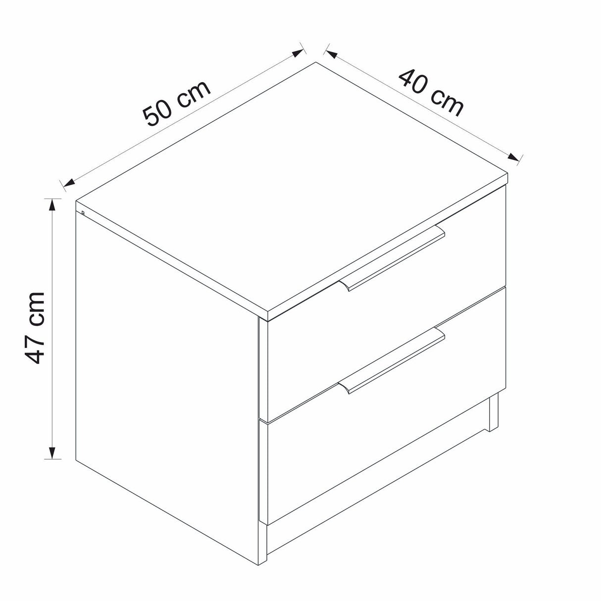 Bedside table Kala plus walnut melamine 54x40x47 cm