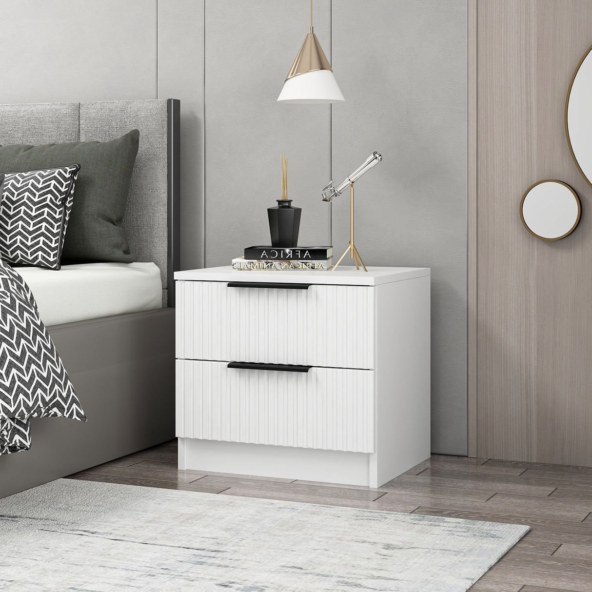 Bedside table Kala Plus White Melamine 50x47x40 cm