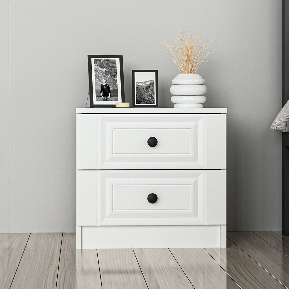 Bedside table bare white melamine 50x47x40 cm