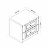 Bedside table bare white melamine 50x47x40 cm