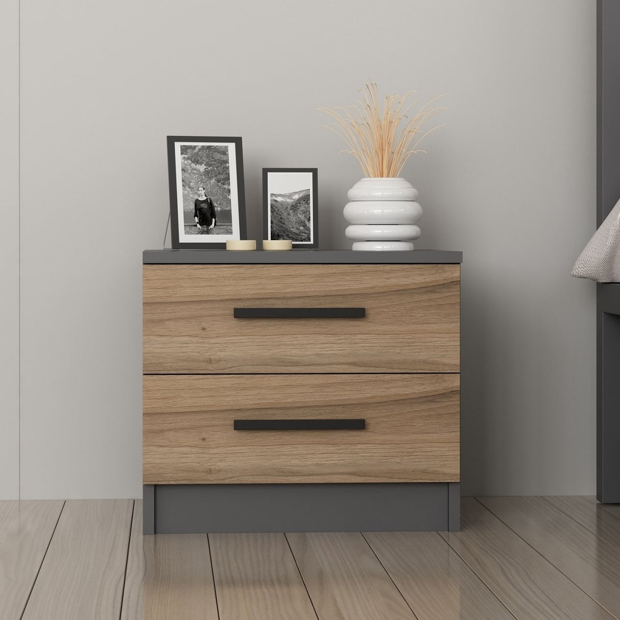 Bedside table Bare walnut melamine 50x40x47 cm