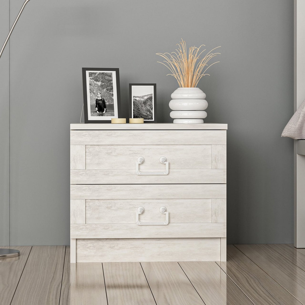 Bedside table Bare white melamine 54x40x47 cm