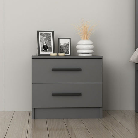 Bedside table Bare Anthracite Melamine 50x40x47 cm