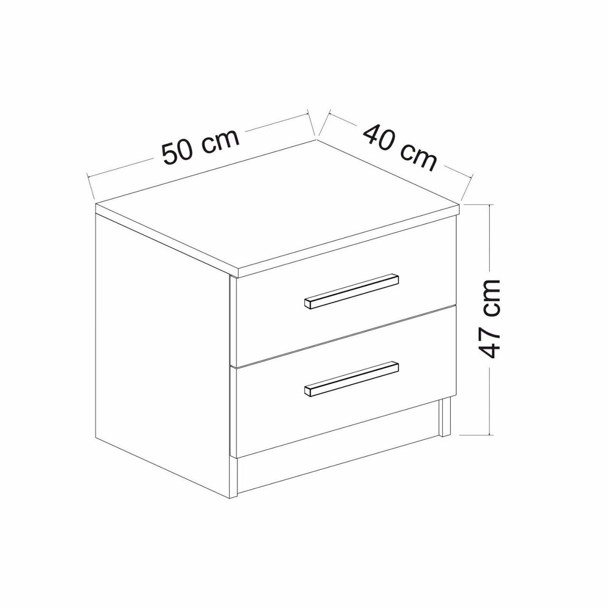 Bedside table Bare Anthracite Melamine 50x40x47 cm