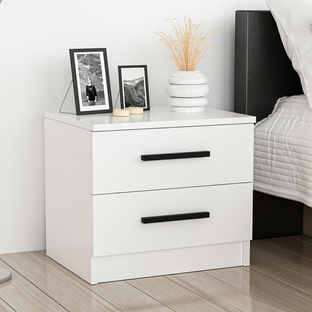 Bedside table Bare white melamine 50x40x47 cm