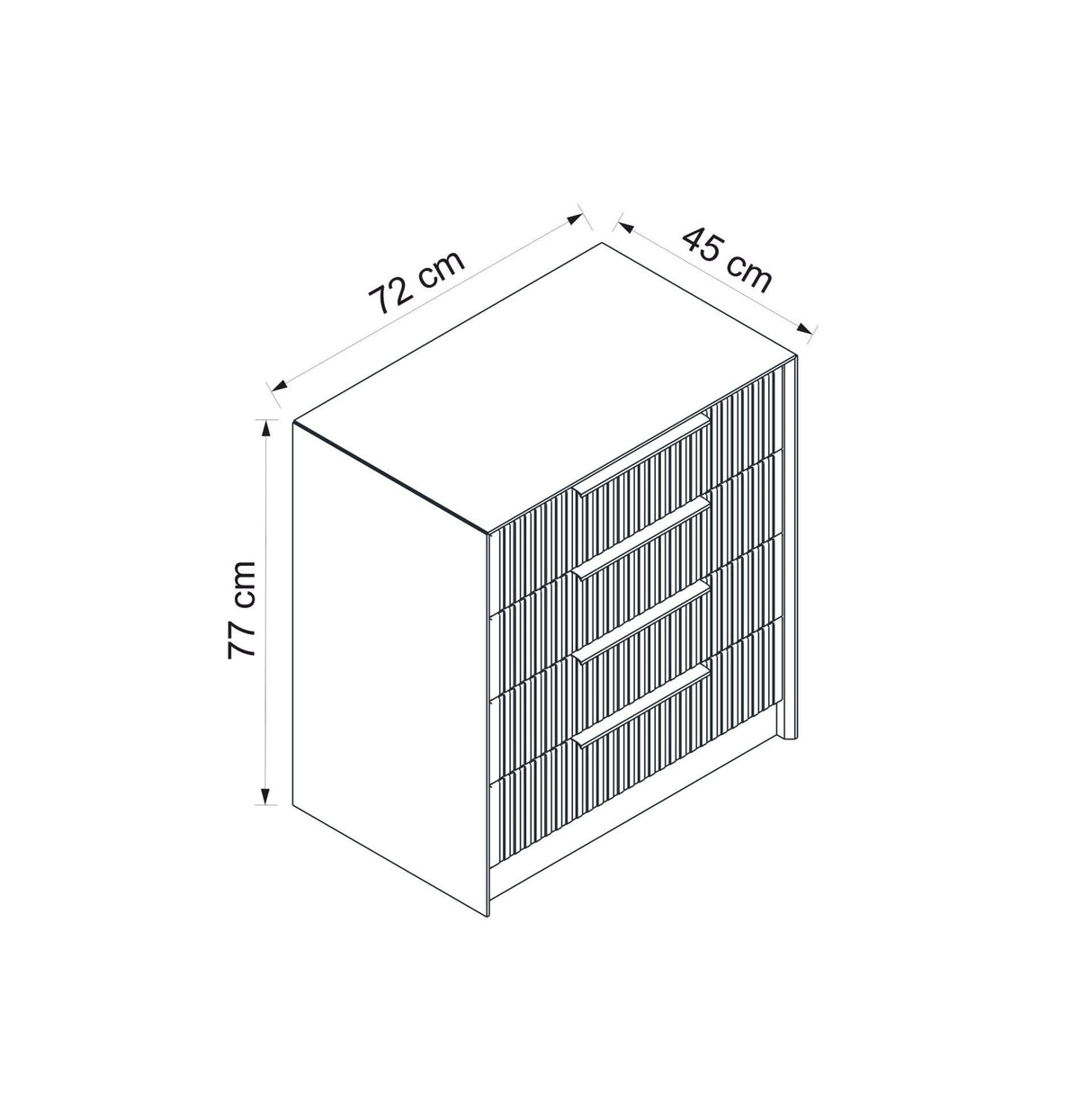 Chest of drawers Kala luxury stone melamine 72x77x45 cm