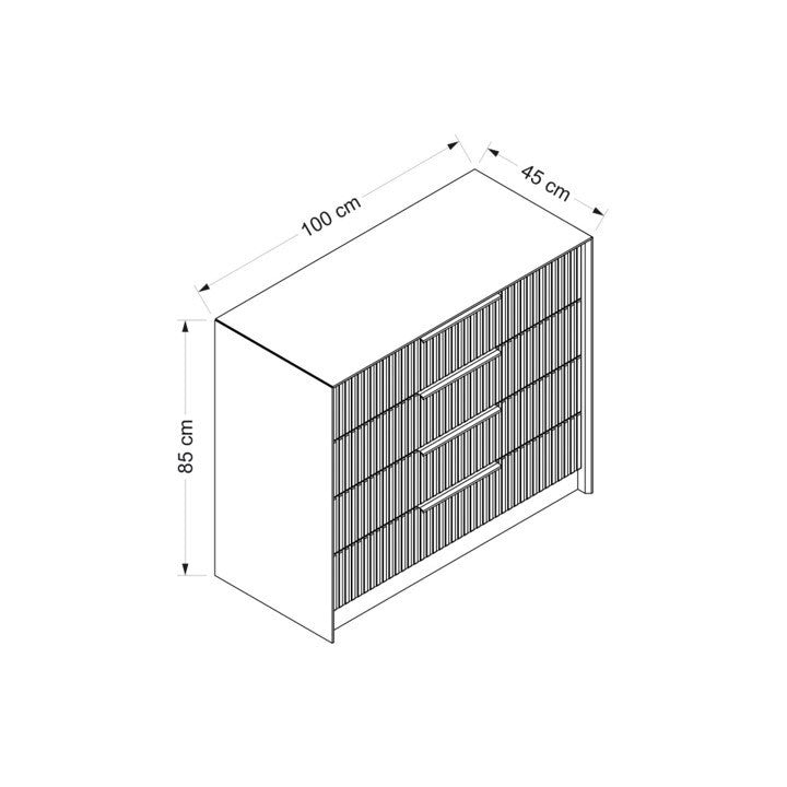 Chest of drawers bare luxury stone melamine 100x85x45 cm