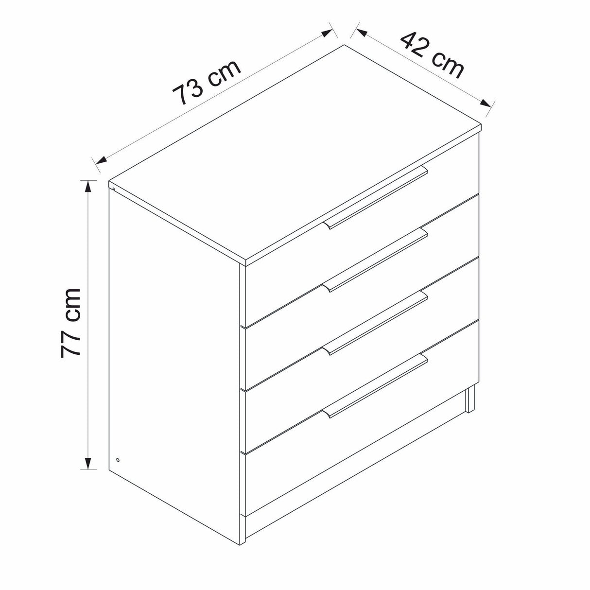 Chest of drawers Kala plus walnut melamine 73x77x42 cm