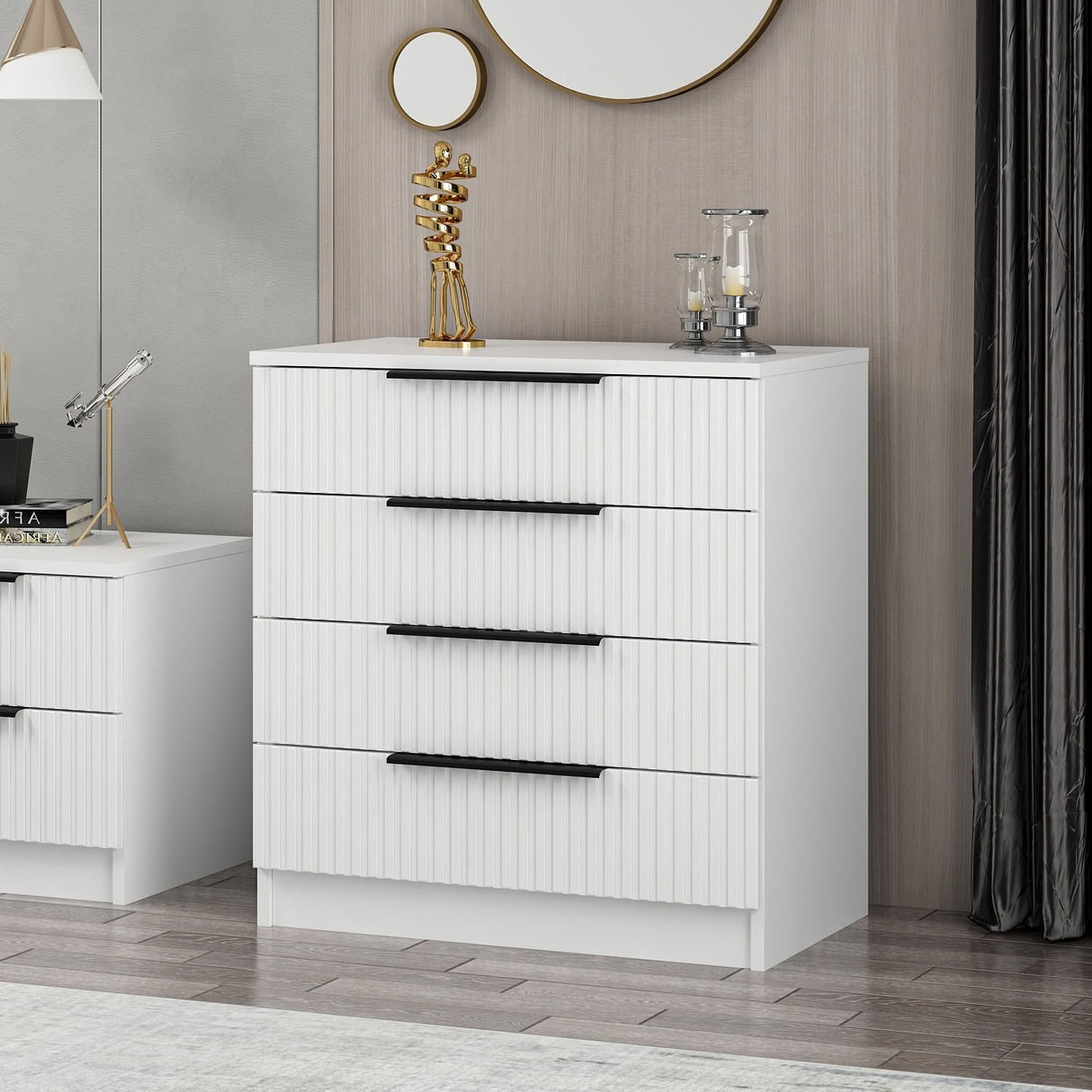 Chest of drawers bare white melamine 72x77x42 cm