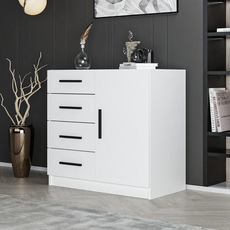 Chest of drawers bare white melamine 90x85x47 cm