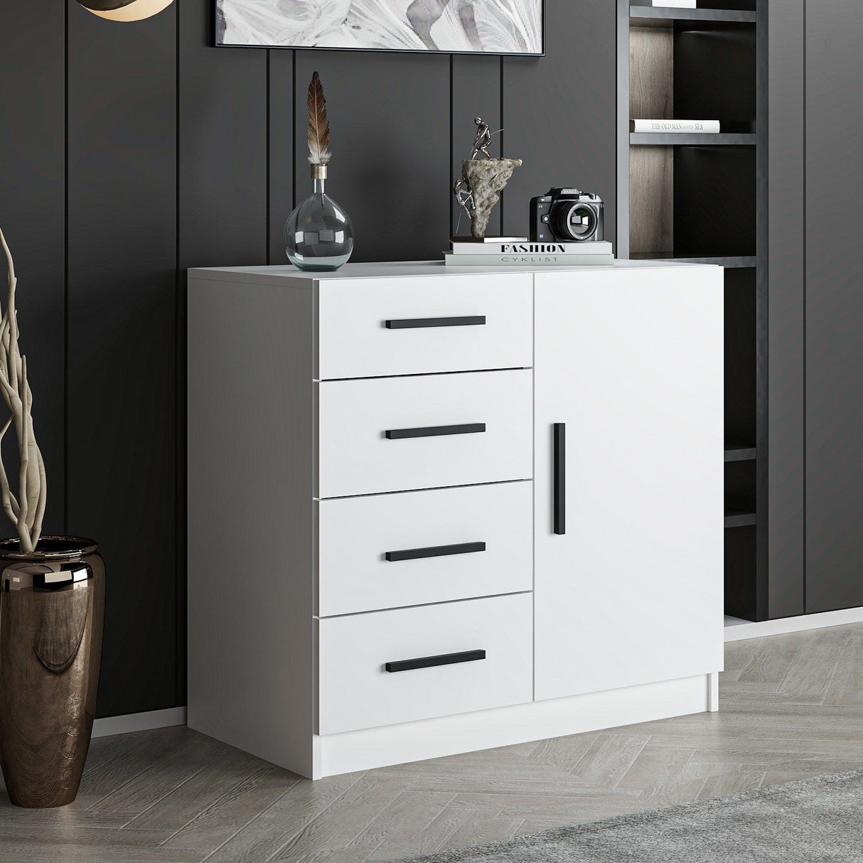 Chest of drawers bare white melamine 90x85x47 cm