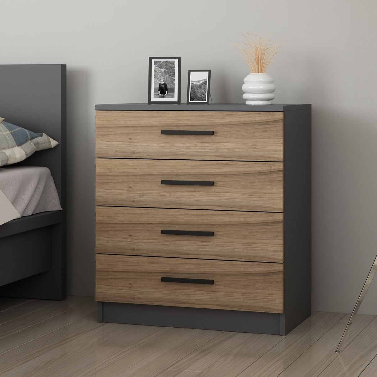 Chest of drawers bare walnut melamine 70x42x79 cm