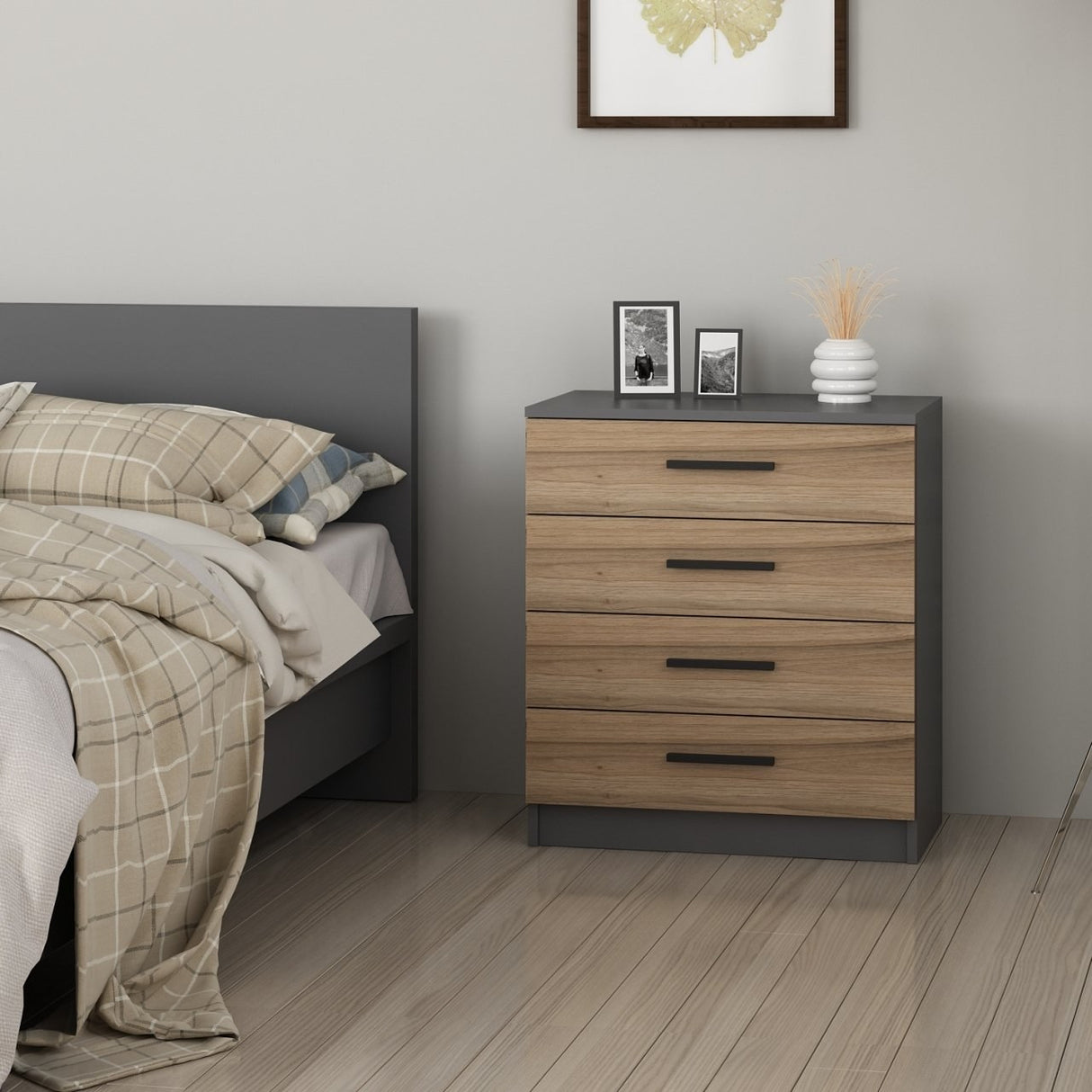 Chest of drawers bare walnut melamine 70x42x79 cm