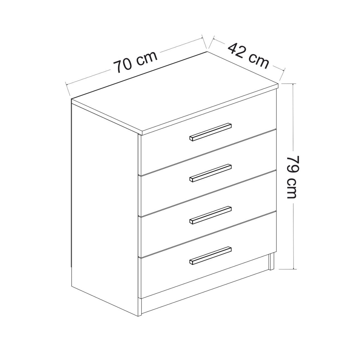 Chest of drawers bare walnut melamine 70x42x79 cm